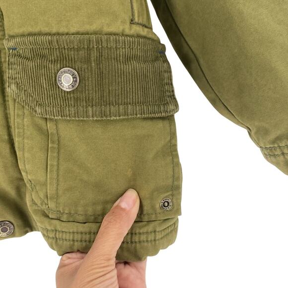 Old Navy sherpa-lined hooded utility jacket corduroy accents parka green size 2T - Picture 4 of 9